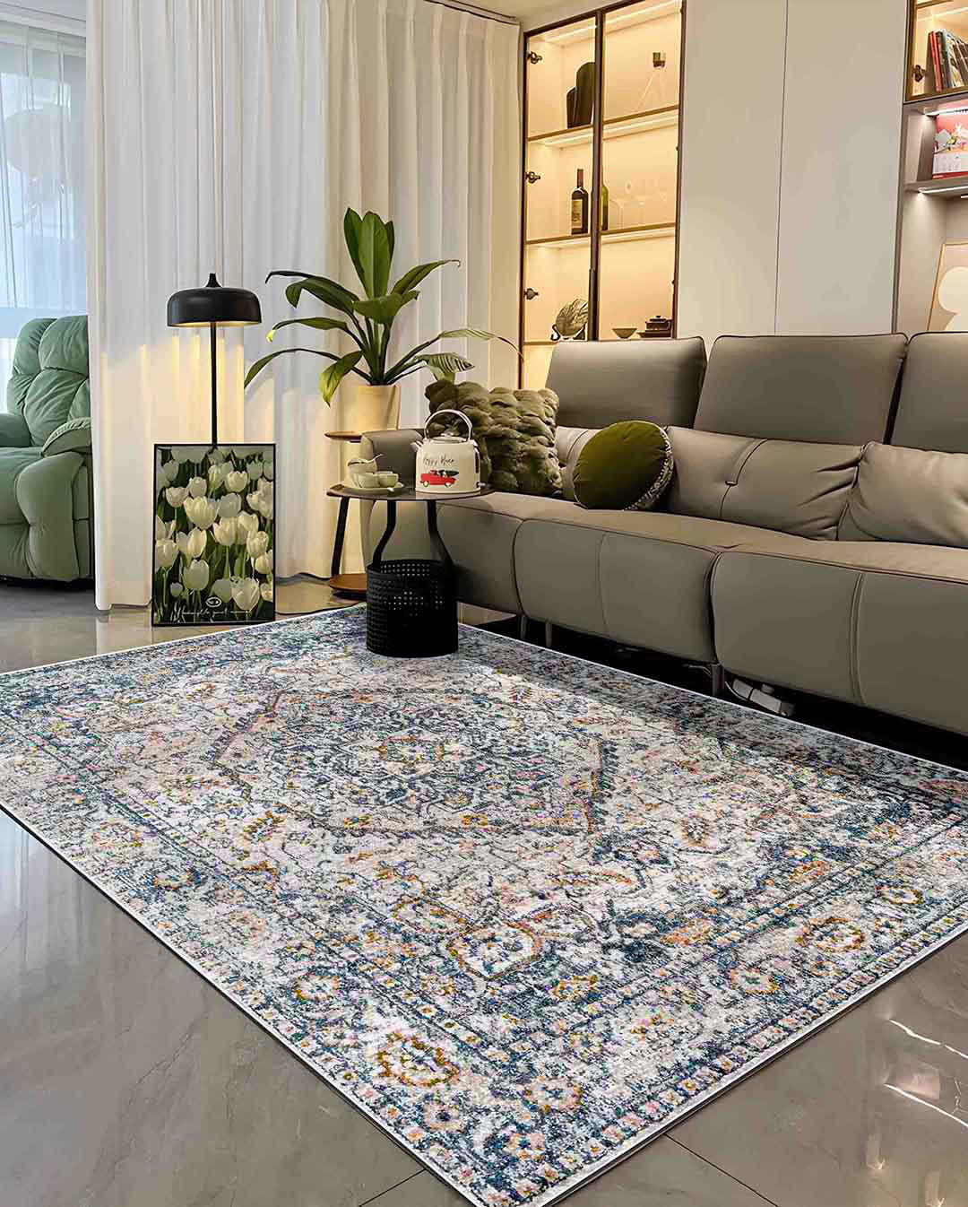 Jasmine classic colorful floral soft and shinny carpet