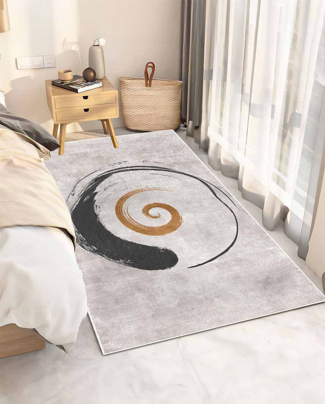 Funky moderner beige weicher Teppich mit Kreismuster