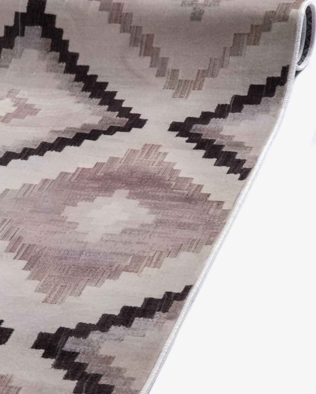 Clara moderner, weicher und glänzender Teppich in Beige und Braun