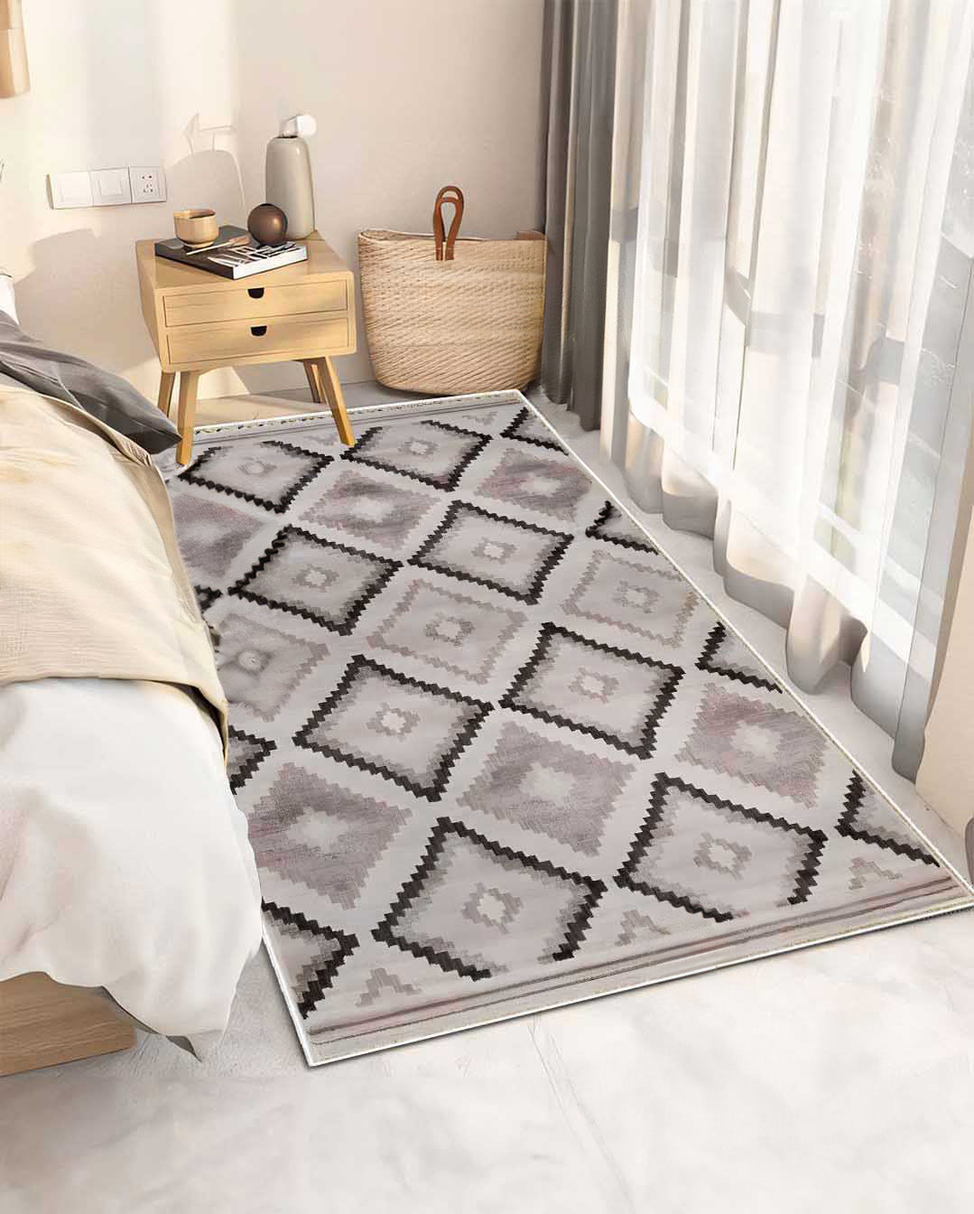 Clara moderner, weicher und glänzender Teppich in Beige und Braun