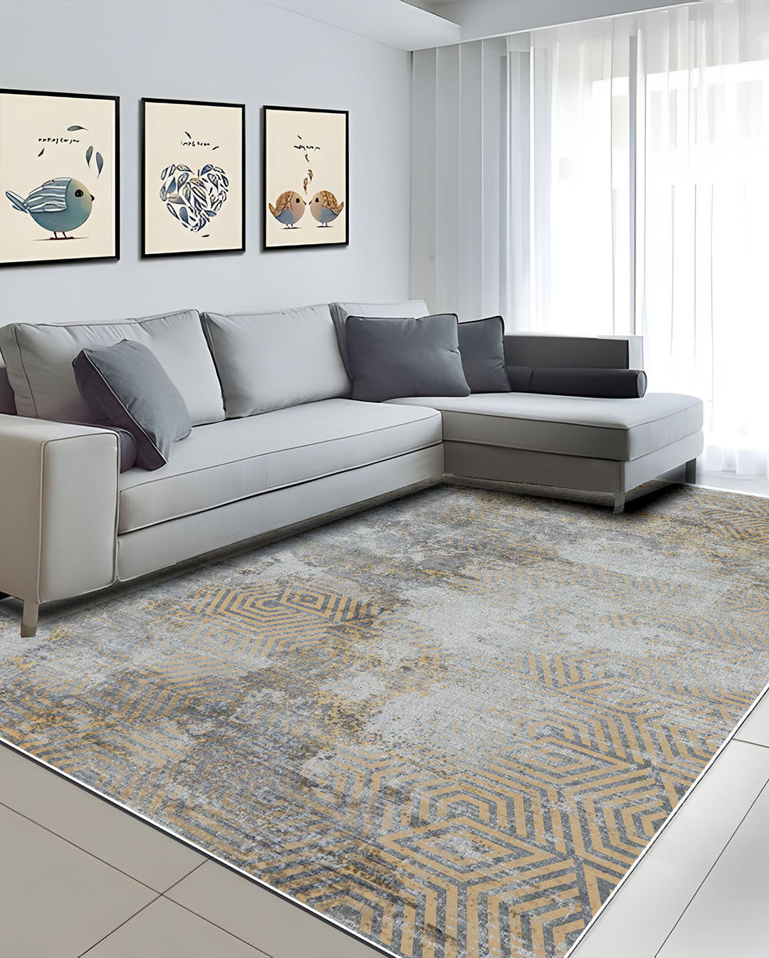 Malak schlichter, moderner, weicher und glänzender Teppich in Beige
