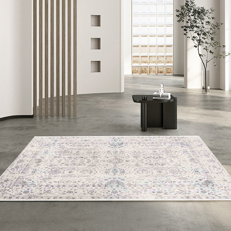 Linda simple white vintage soft and shinny carpet