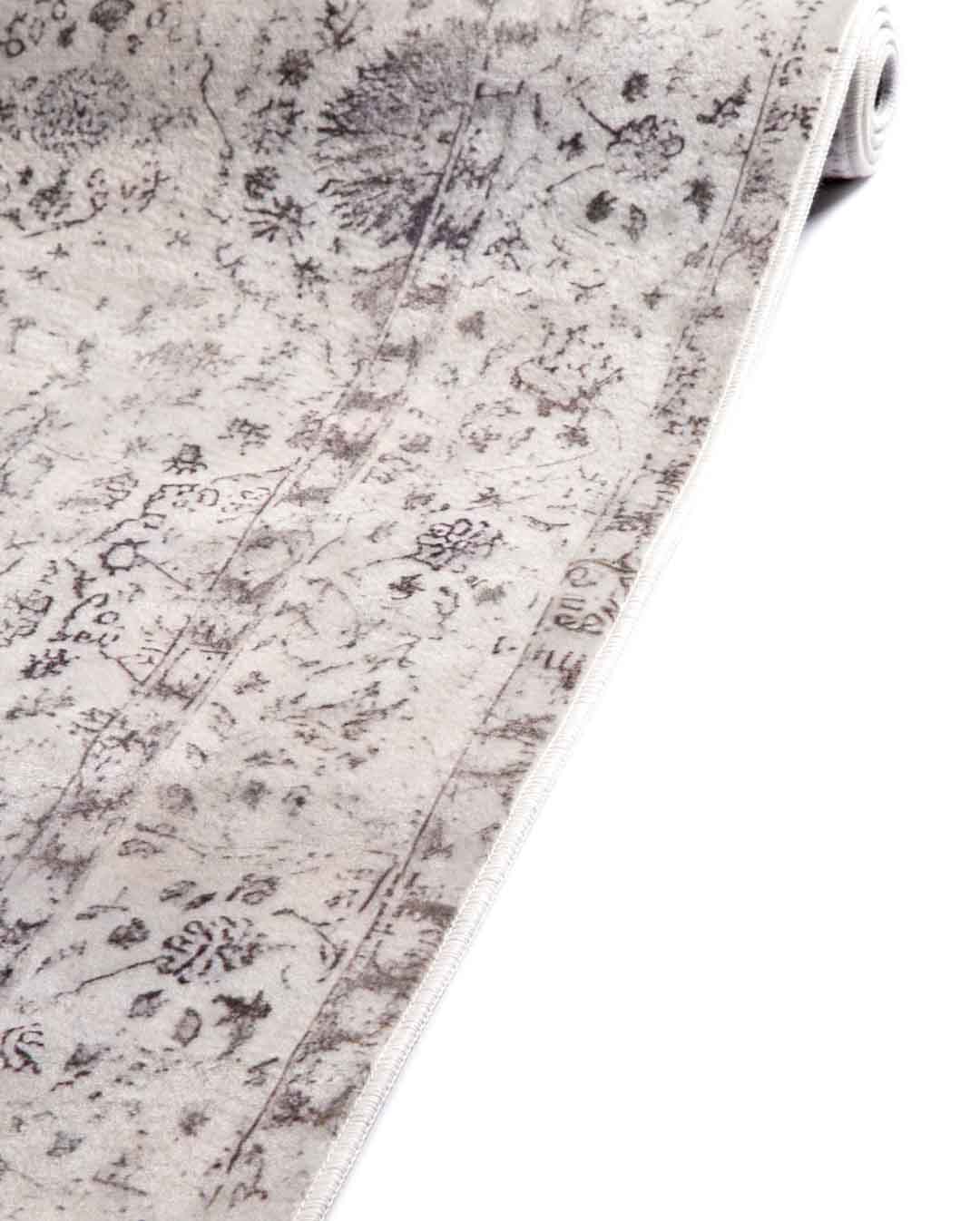 Linda, schlichter, weißer, weicher und glänzender Vintage-Teppich