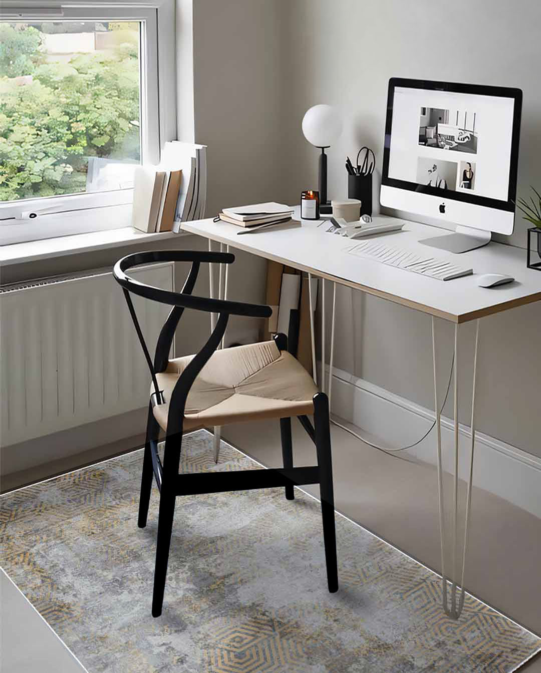 Malak schlichter, moderner, weicher und glänzender Teppich in Beige