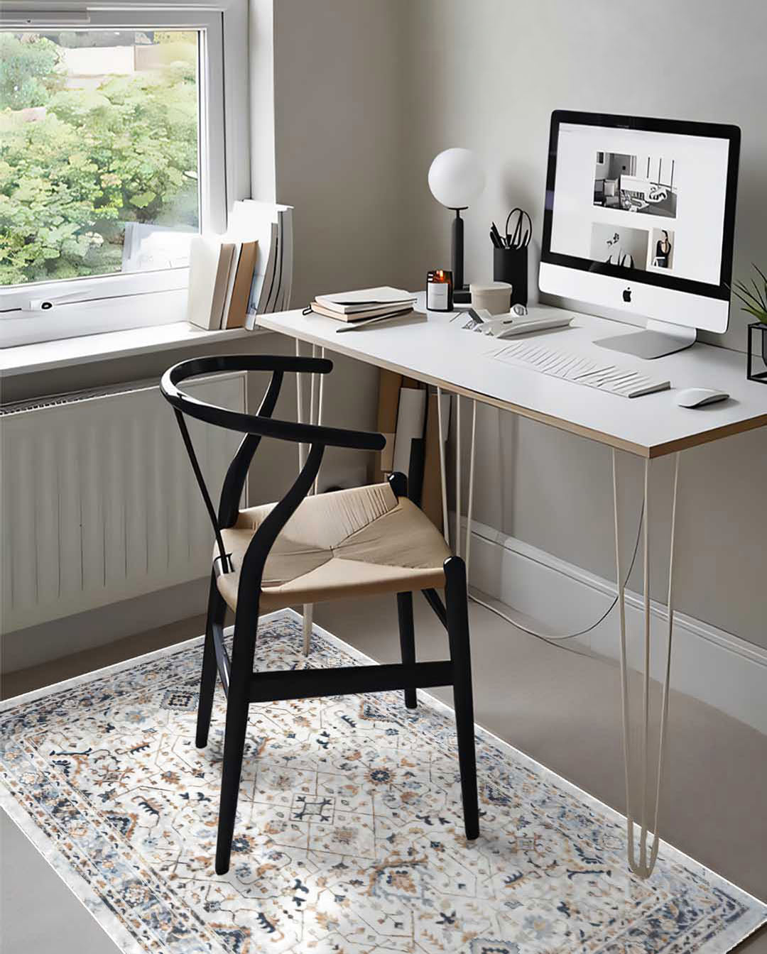 Weicher und glänzender Vintage-Teppich „Natasha“ in Grau