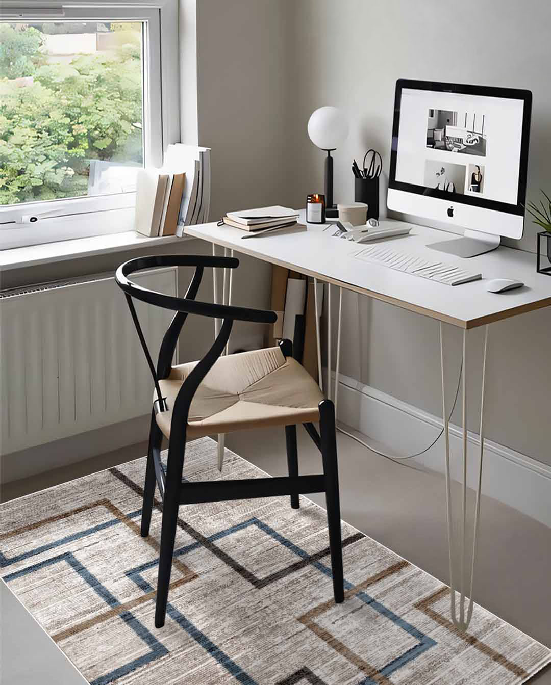 Yara schlichter, moderner, weicher und glänzender Teppich in Beige