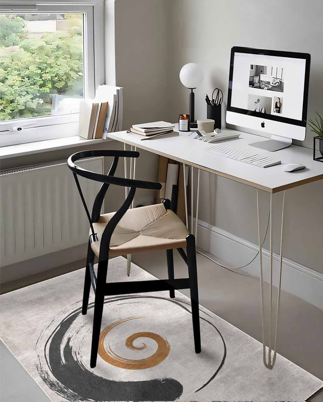 Funky moderner beige weicher Teppich mit Kreismuster