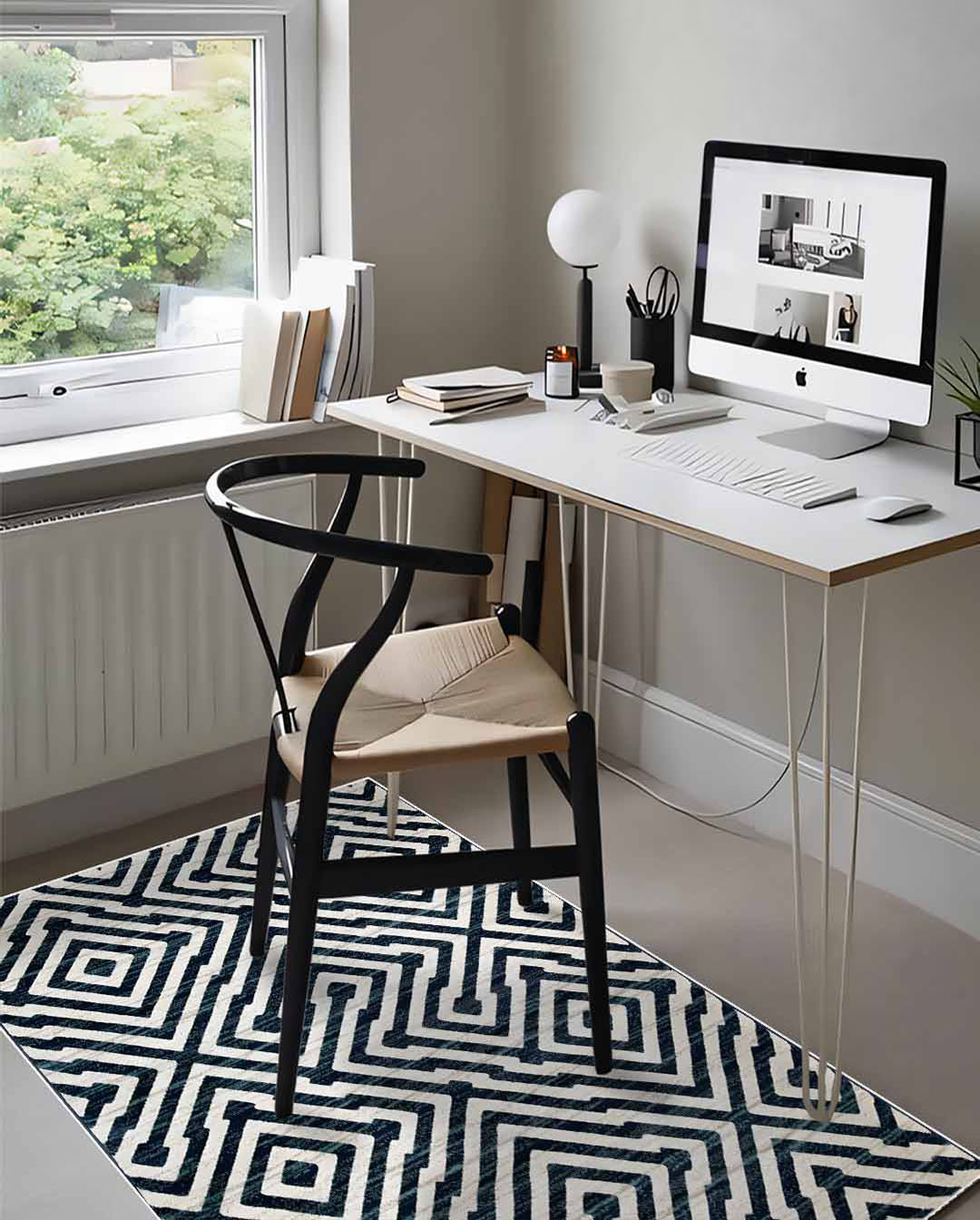 Shaza modern beige and dark lines soft carpet