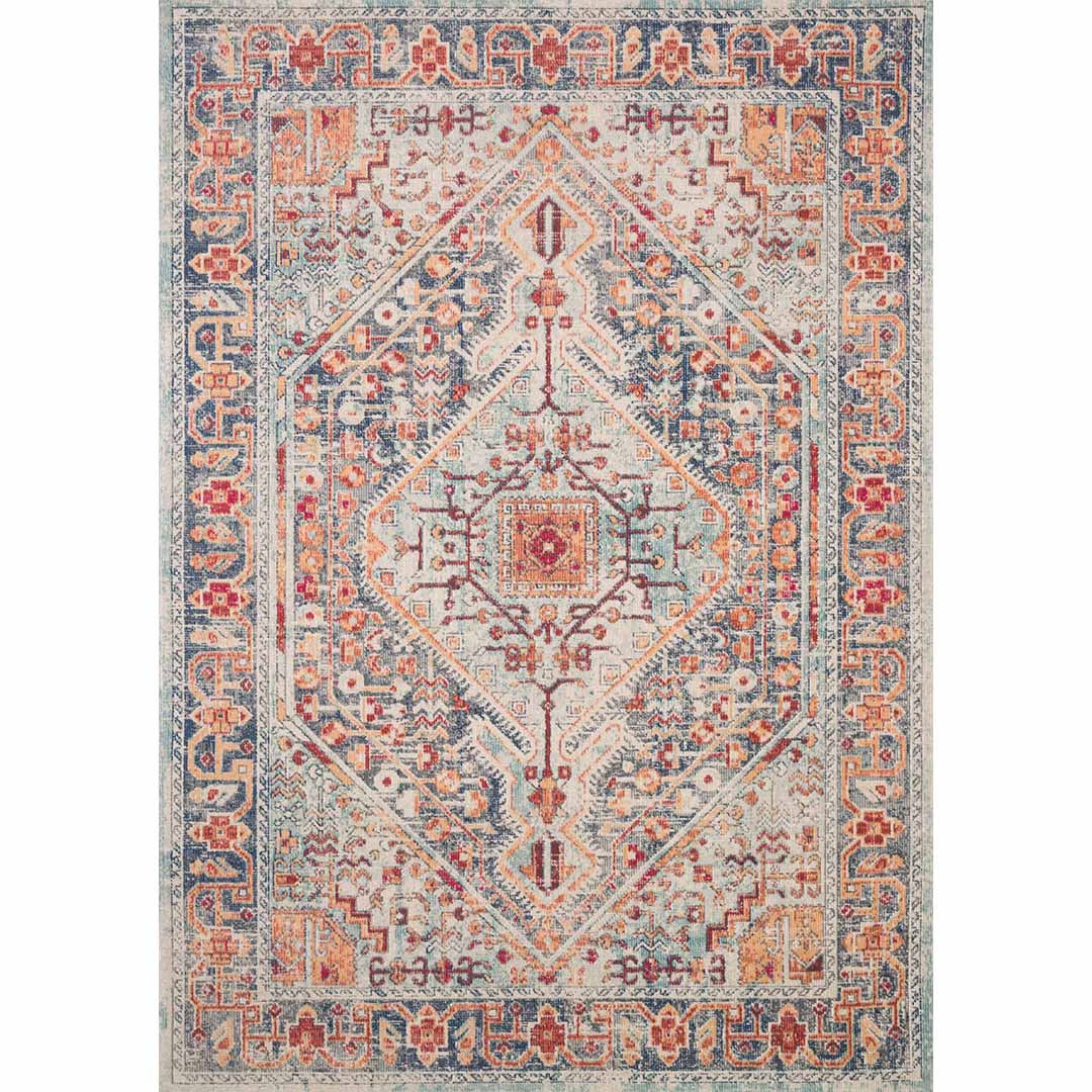 Vintage Orientteppich Mehrfarbig – Klassisches Medaillonmuster im Boho-Stil