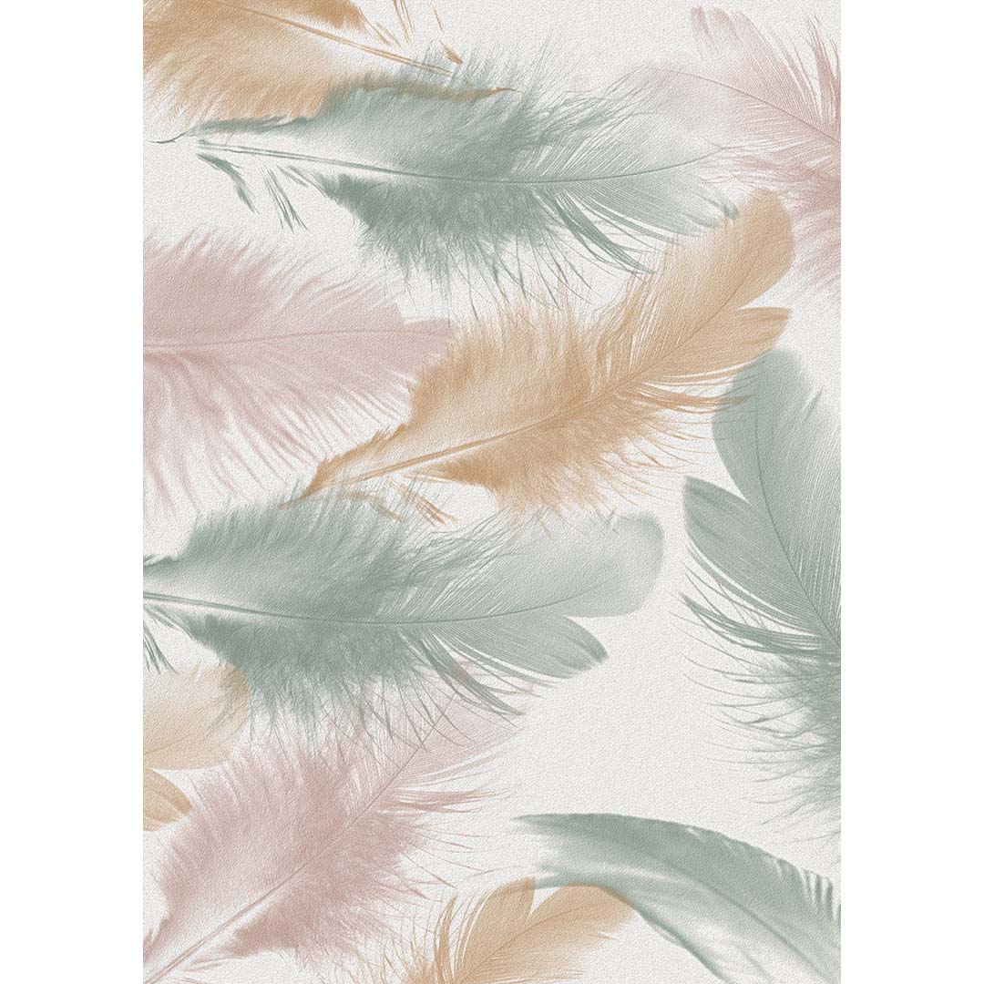 Teppich mit Federmuster Rosa Mint Beige
