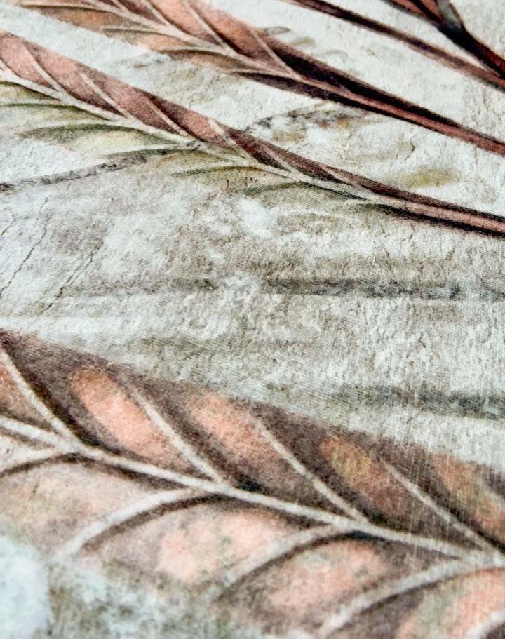 Modern Tropical Leaf Rug – Beige & Pastel Tones