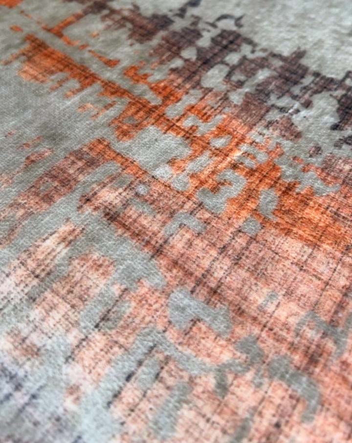 Designerteppich Blau Beige – Moderner Teppich mit Linienmuster im Used-Look