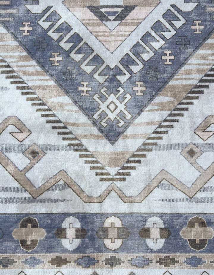 Kilim Teppich Beige Blau – Ethno Muster im Boho-Stil für Wohnzimmer