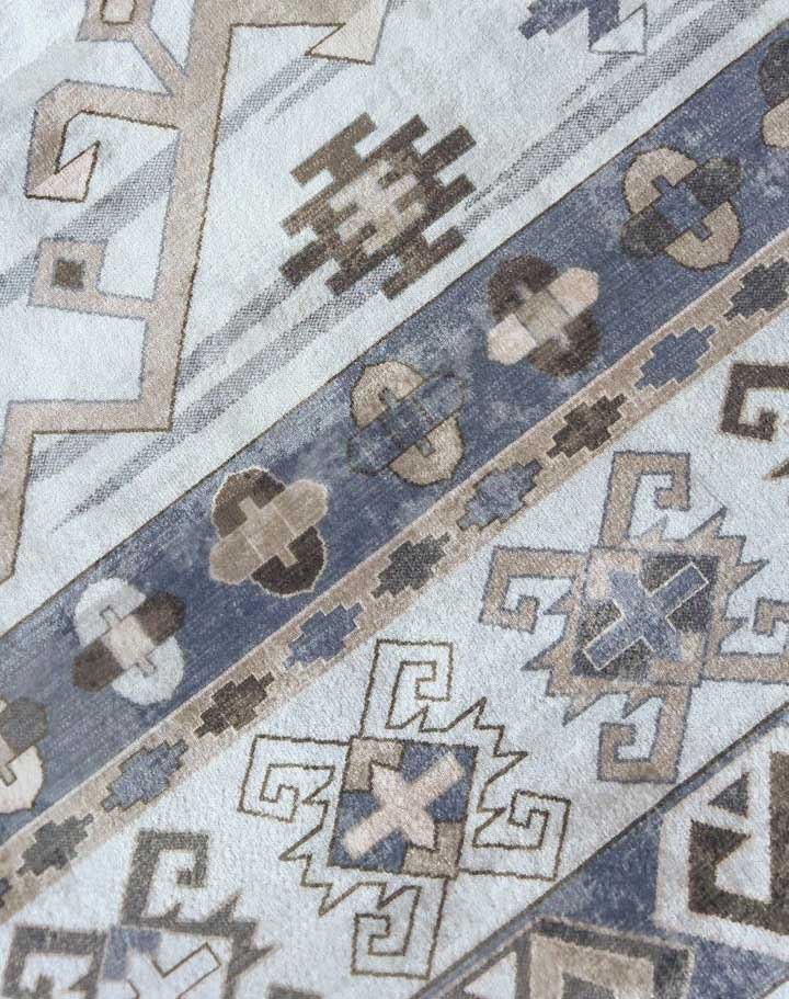 Kilim Teppich Beige Blau – Ethno Muster im Boho-Stil für Wohnzimmer