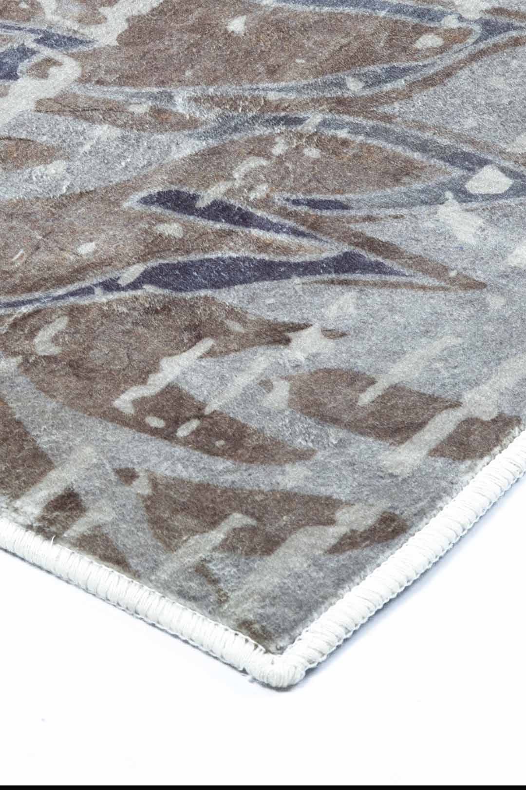 Teppich mit Blumenmuster Grau Beige – Moderner Blütenteppich für Wohnzimmer & Schlafzimmer