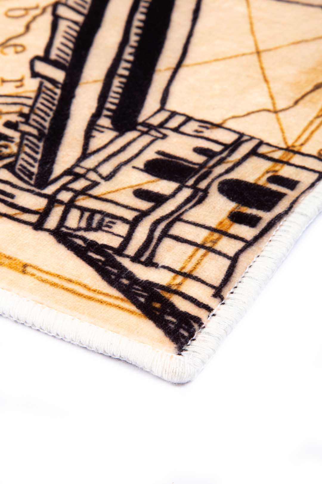 Kinderteppich Weltkarte Reise – Teppich mit berühmten Sehenswürdigkeiten in Beige