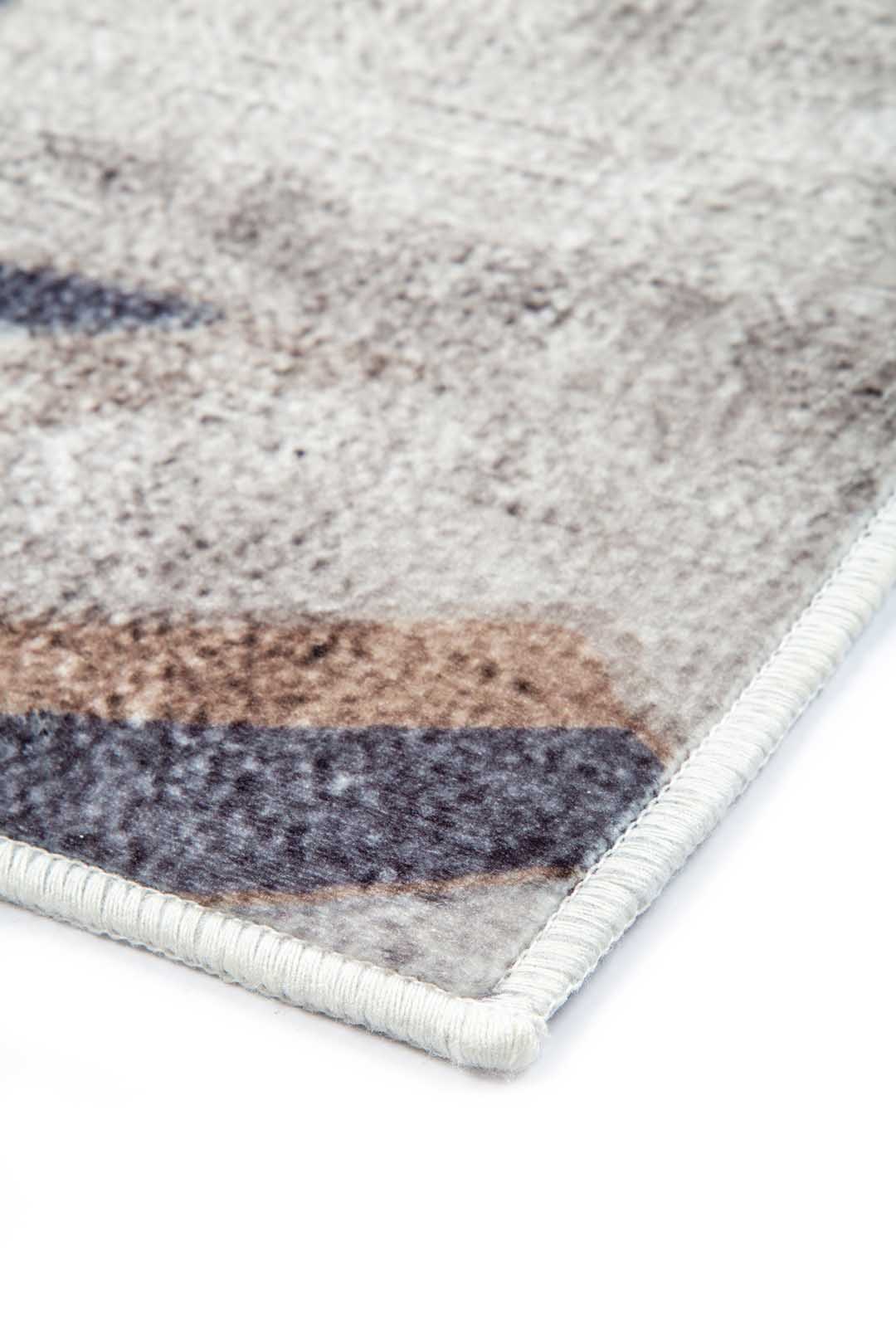 Moderner Teppich mit Blättermotiv Grau Blau – Naturdesign für Wohnzimmer & Flur