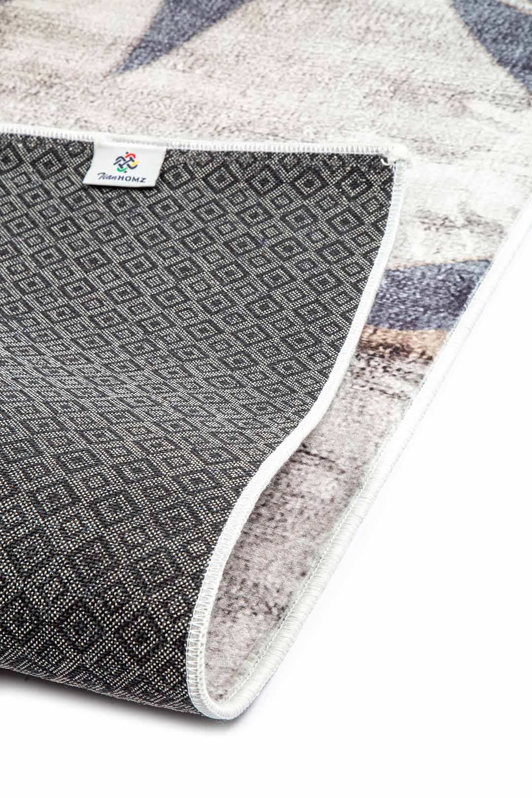 Moderner Teppich mit Blättermotiv Grau Blau – Naturdesign für Wohnzimmer & Flur
