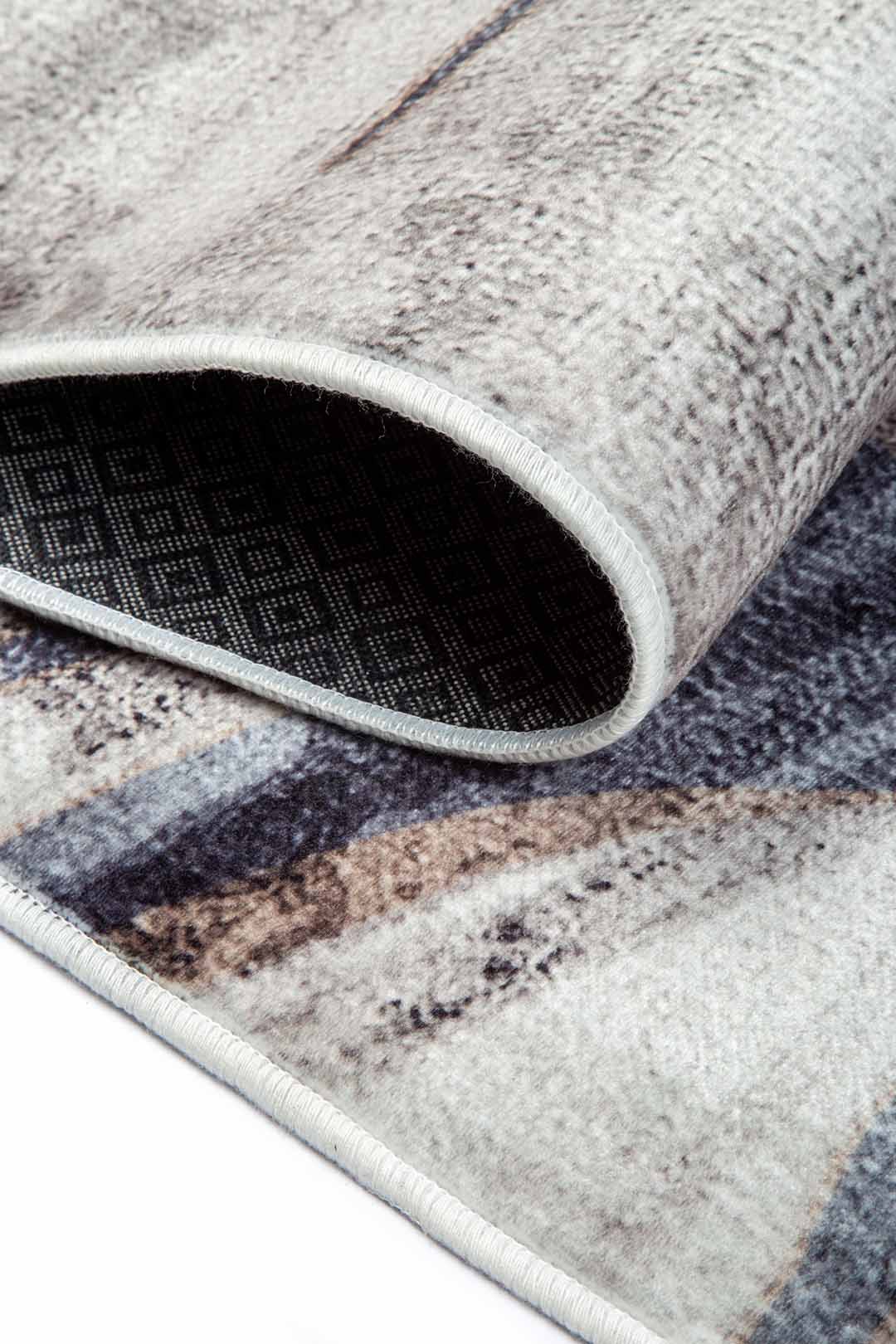 Moderner Teppich mit Blättermotiv Grau Blau – Naturdesign für Wohnzimmer & Flur