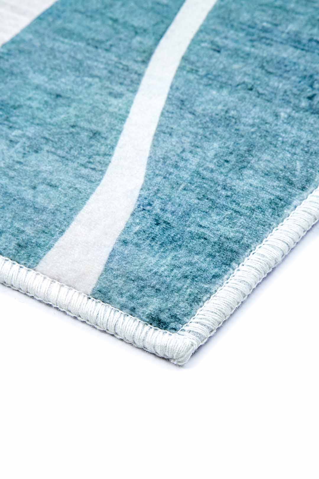 Moderner Teppich mit tropischem Blättermuster – Beige Mint für Wohnzimmer & Schlafzimmer