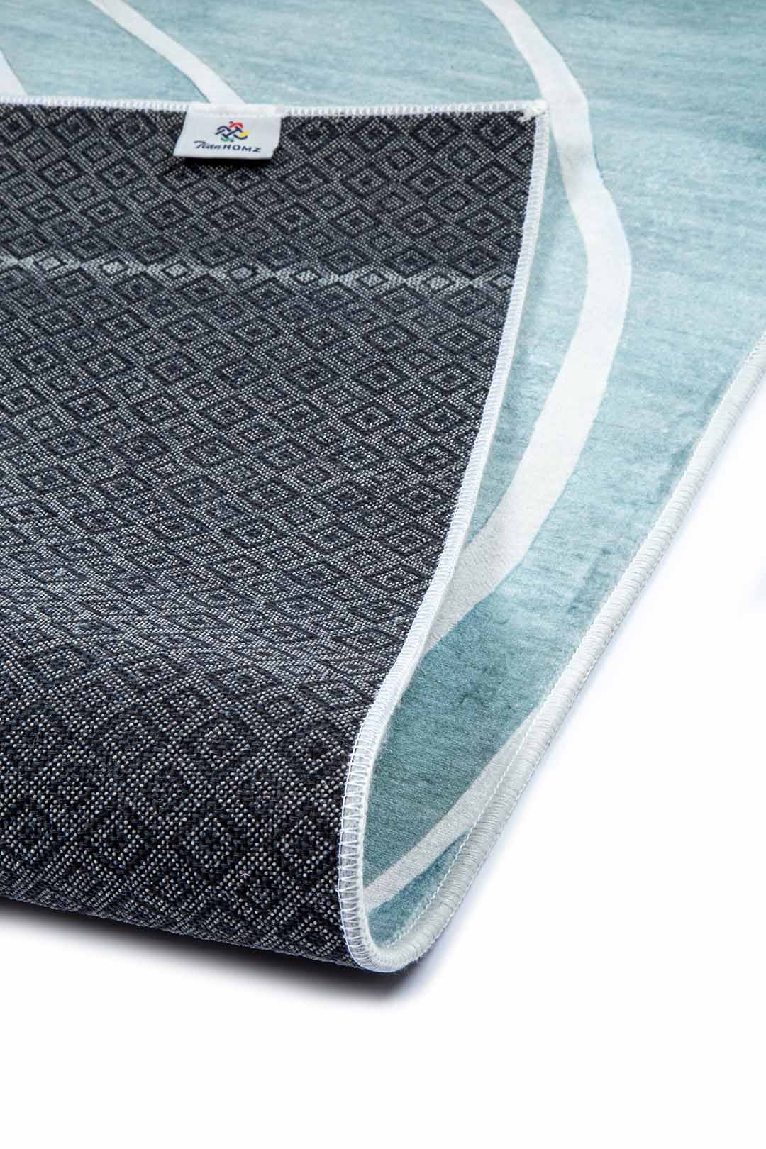 Moderner Teppich mit tropischem Blättermuster – Beige Mint für Wohnzimmer & Schlafzimmer