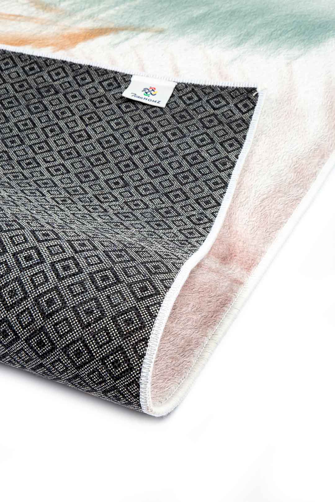 Teppich mit Federmuster Rosa Mint Beige