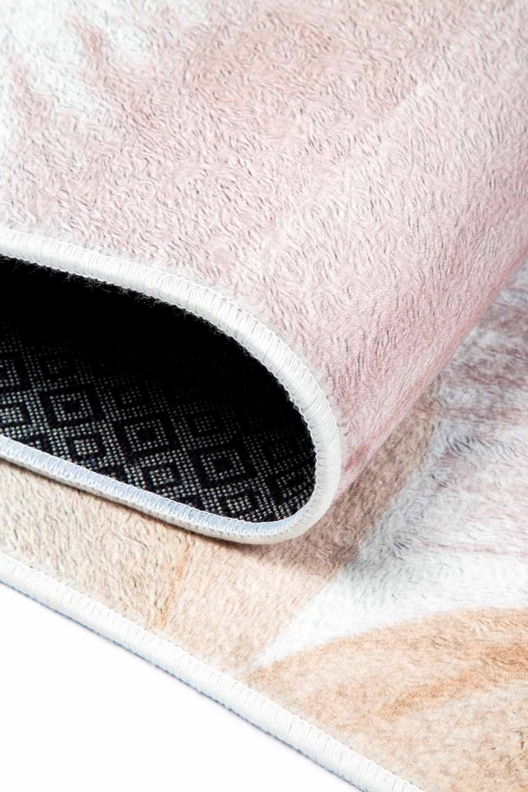 Teppich mit Federmuster Rosa Mint Beige