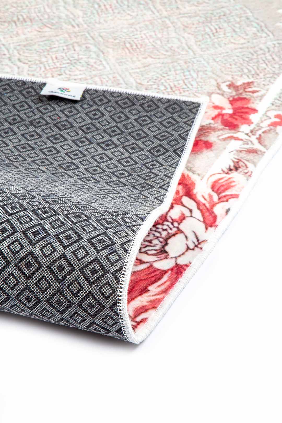 Klassischer Teppich mit Blumenmuster – Beige Rosa Teppich im romantischen Stil