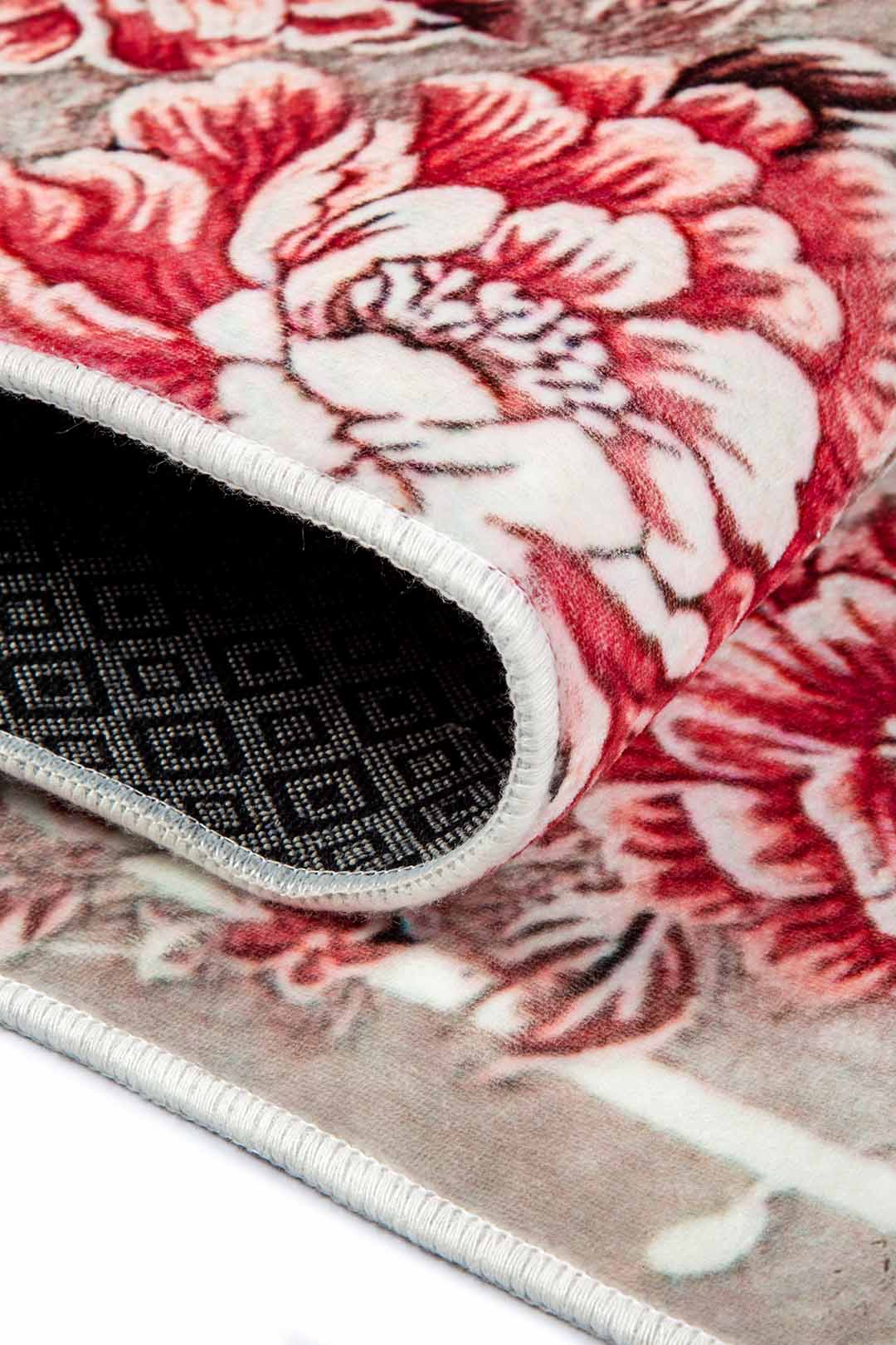 Klassischer Teppich mit Blumenmuster – Beige Rosa Teppich im romantischen Stil