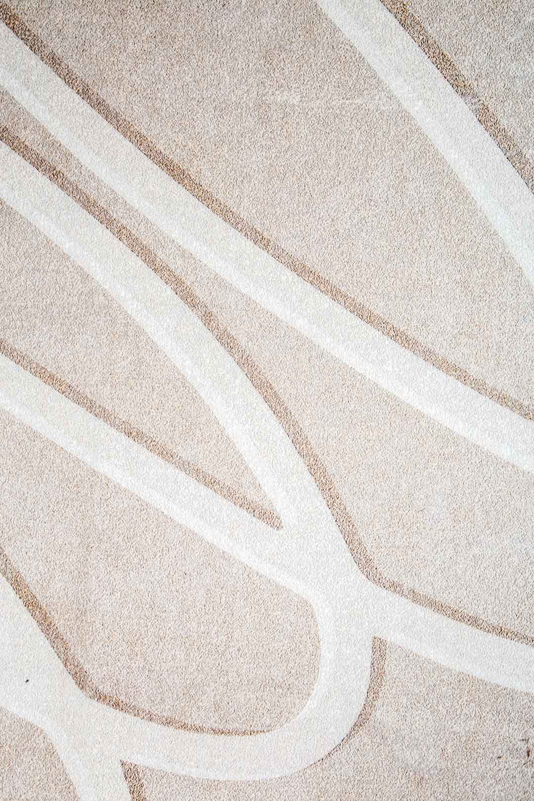 Moderner Teppich Beige mit 3D-Linien – Minimalistisches Design für Wohnzimmer & Büro