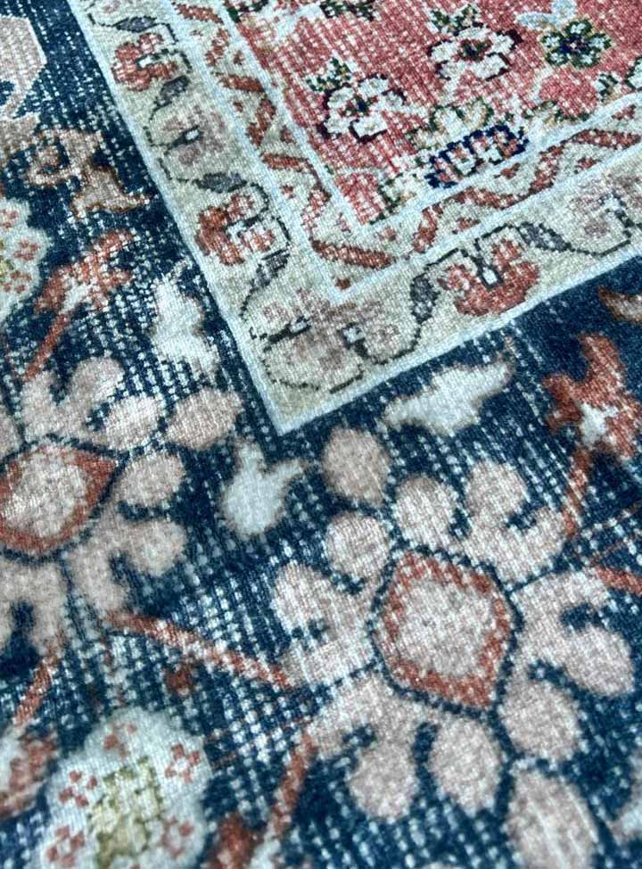 Orientteppich Klassisch Rot Blau – Persischer Vintage-Stil für Wohnzimmer