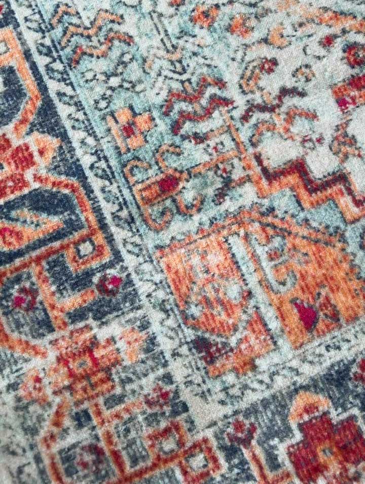 Vintage Orientteppich Mehrfarbig – Klassisches Medaillonmuster im Boho-Stil