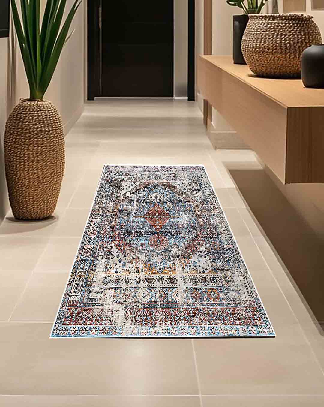 Yusra Vintage bunter weicher und glänzender Teppich