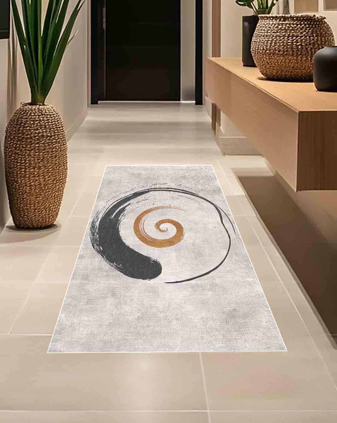 Funky moderner beige weicher Teppich mit Kreismuster