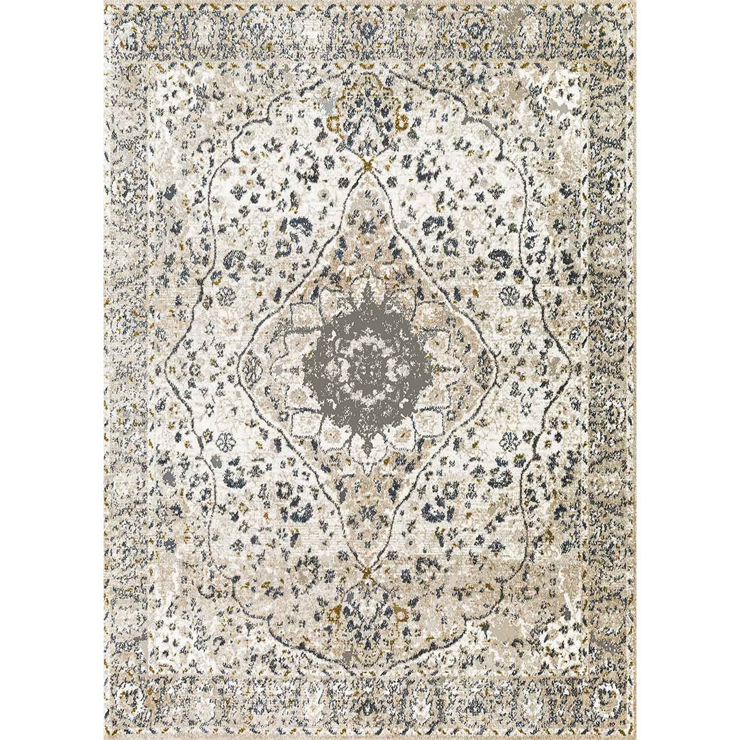 Weicher und glänzender Teppich Queen Vintage Beige mit Blumenmuster 