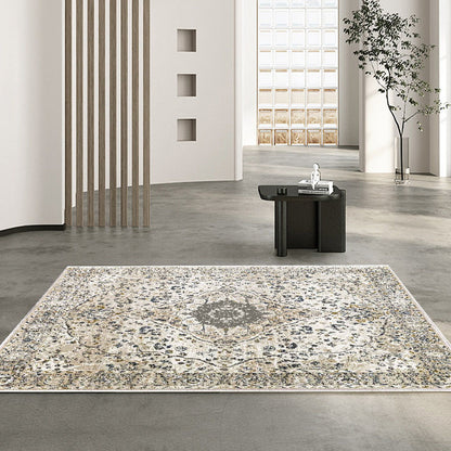 Weicher und glänzender Teppich Queen Vintage Beige mit Blumenmuster 