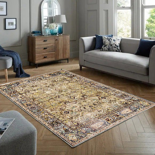 Ihr weicher und glänzender Vintage-Teppich in Gold 