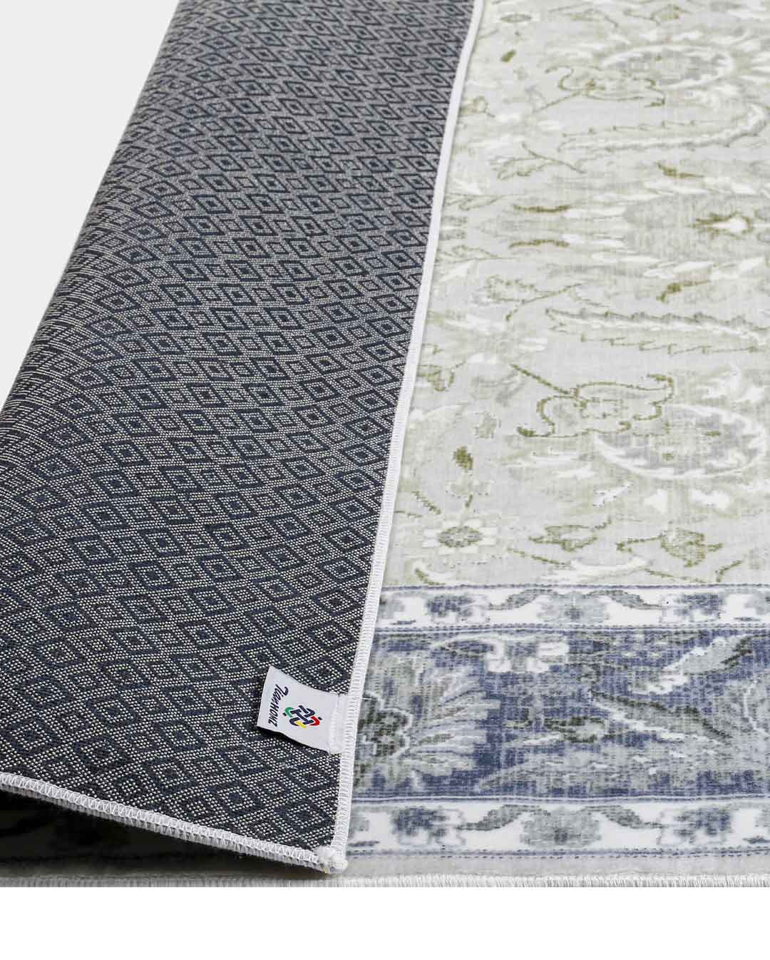 Camela Vintage grauer Rahmen bunter weicher Teppich 