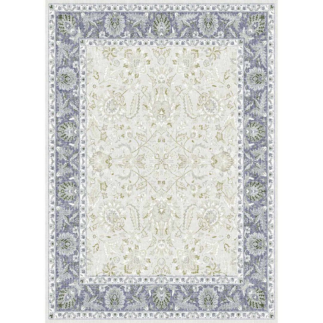 Camela Vintage grauer Rahmen bunter weicher Teppich 