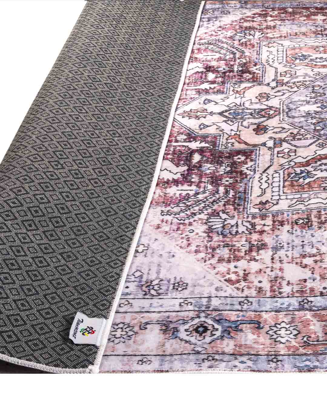 Hend vintage sötétvörös puha és fényes szőnyeg 