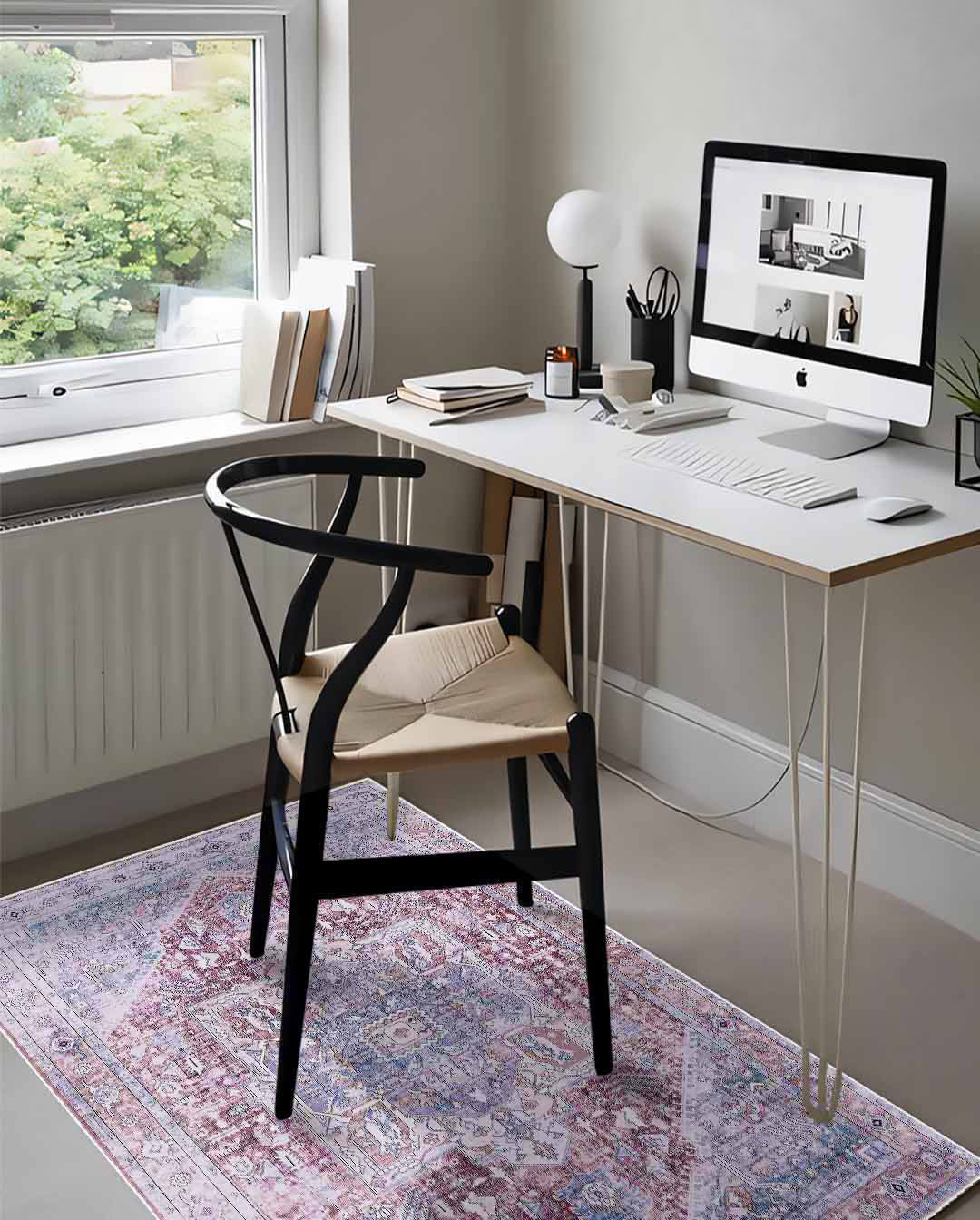 Hend vintage sötétvörös puha és fényes szőnyeg 