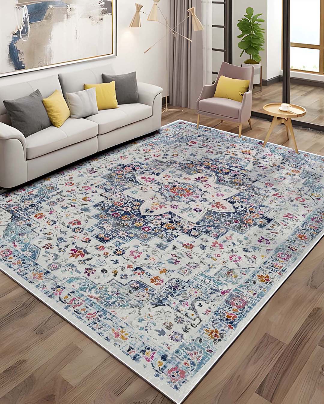 Ema Vintage bunter weicher und glänzender Teppich 