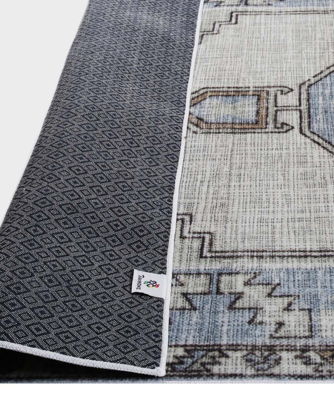 Grüner, farbenfroher, weicher und glänzender Vintage-Teppich 