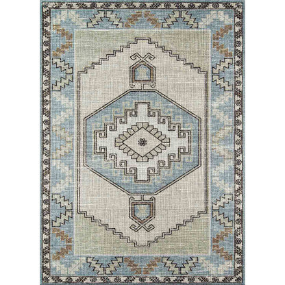 Grüner, farbenfroher, weicher und glänzender Vintage-Teppich 