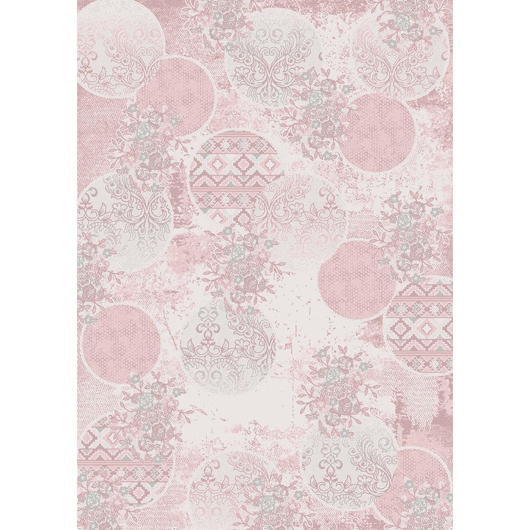 Rosa Teppich mit Ornamenten und Kreisen – Verspieltes Design für Wohnzimmer & Kinderzimmer