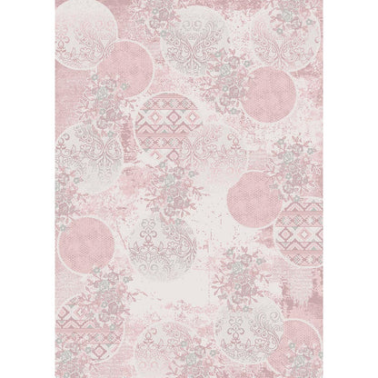 Rosa Teppich mit Ornamenten und Kreisen – Verspieltes Design für Wohnzimmer & Kinderzimmer