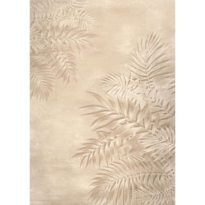 Moderner Teppich mit Palmenblatt-Muster – Beige Naturteppich für Wohnzimmer & Schlafzimmer