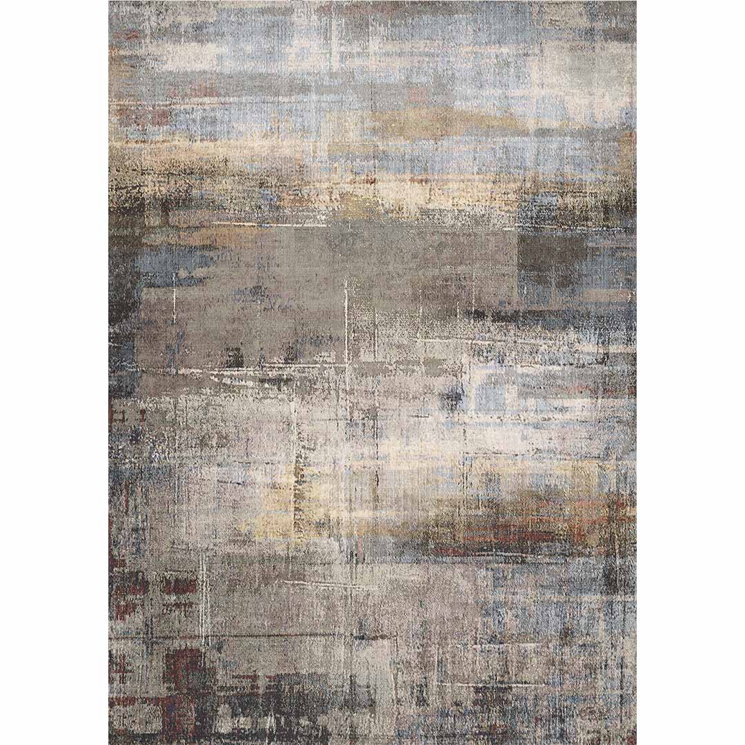 Moderner Teppich Grau Blau Braun – Abstraktes Design mit Struktur-Effekt