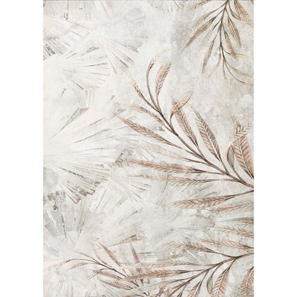 Modern Tropical Leaf Rug – Beige & Pastel Tones