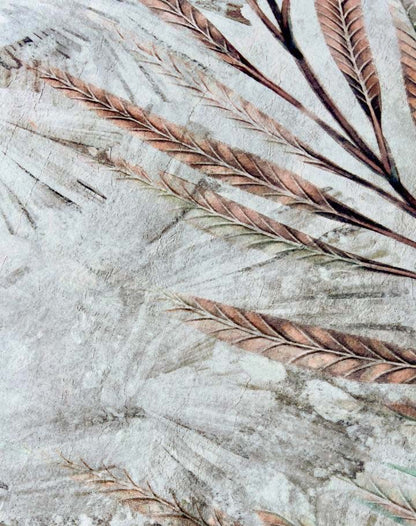 Modern Tropical Leaf Rug – Beige & Pastel Tones